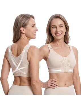 Comfortable Wireless Posture Bra for Seniors | Front Closure Back Support Bra